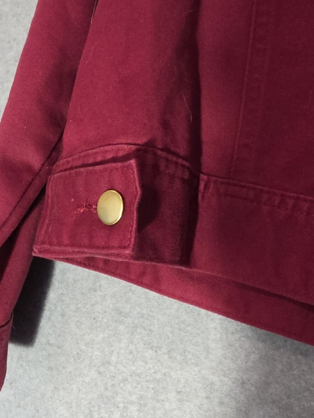 IMAN Burgundy Button-Front Jean Jacket - Picture 7 of 7